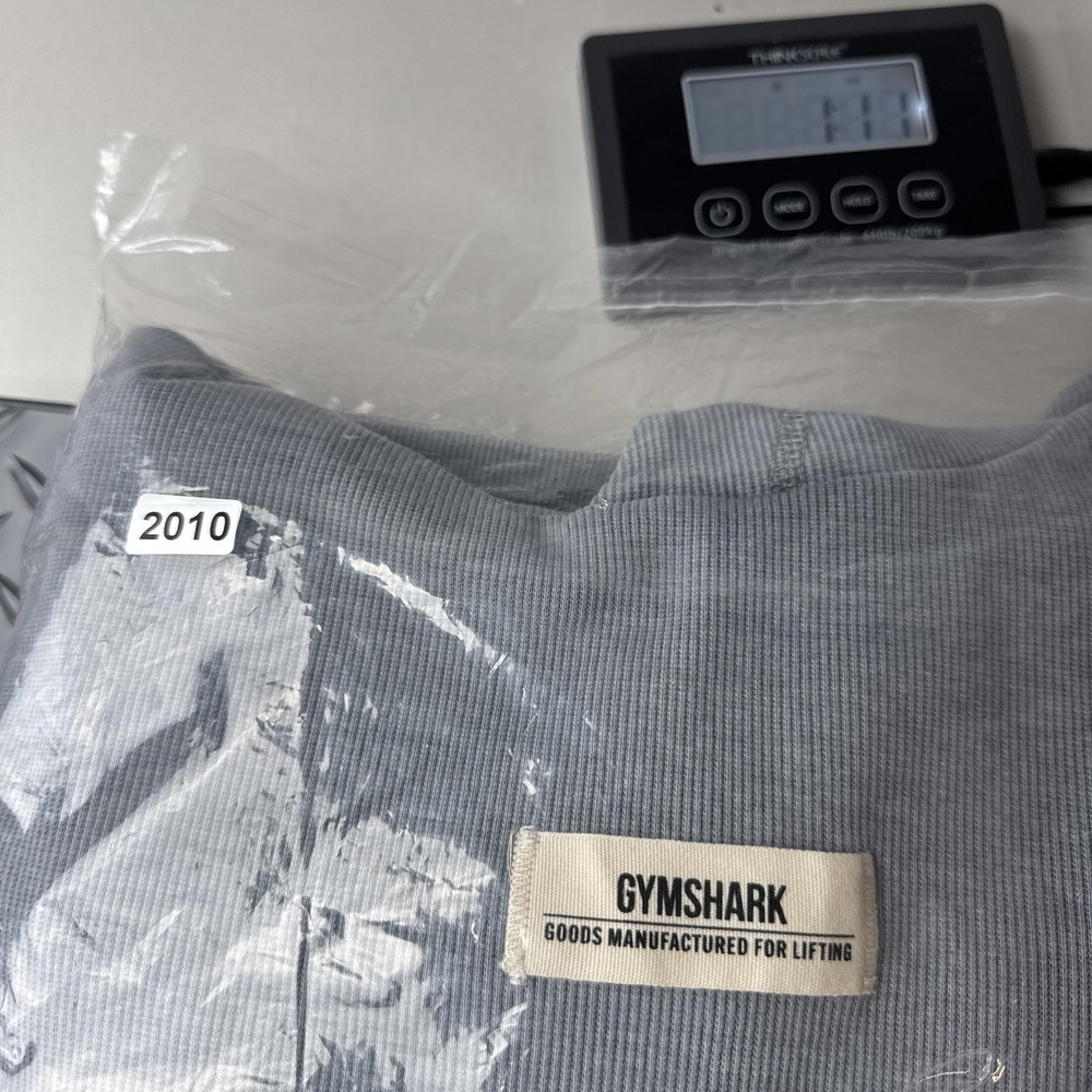 Gymshark Hoodie Mens XS Gray Oversized Ribbed Kangaroo Pocket Pullover A1B5N - Picture 11 of 11